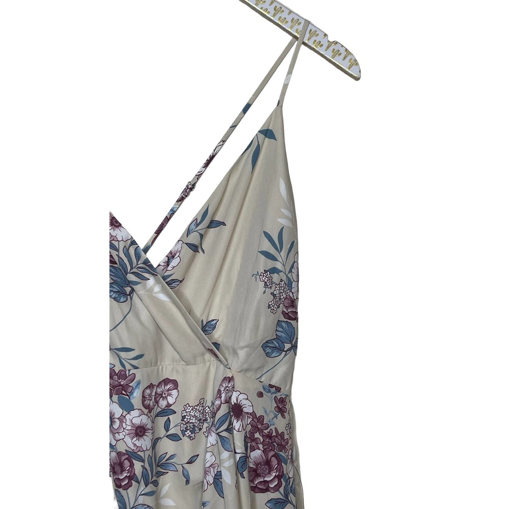 Lulus Maxi Dress Gild The Lily Beige Floral High Low Size Large Ruffle NWOT - Picture 5 of 8